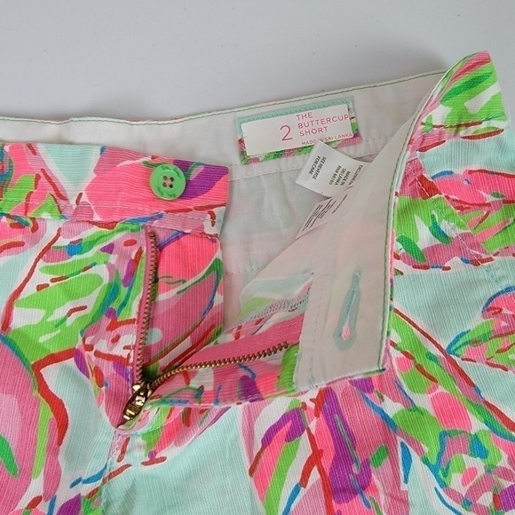 Lilly Pulitzer Buttercup Shorts Mint Green Pink Floral Scallop‎ Hem Size 2 - Picture 8 of 12